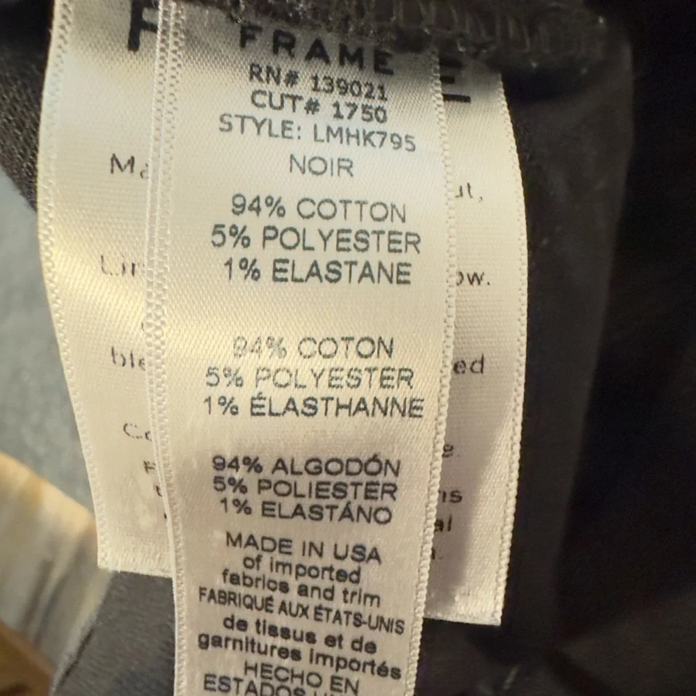 Mens FRAME jeans size 29” in Noir RN 139021 CUT# 1750 STYLE: LMHK795 NOIR